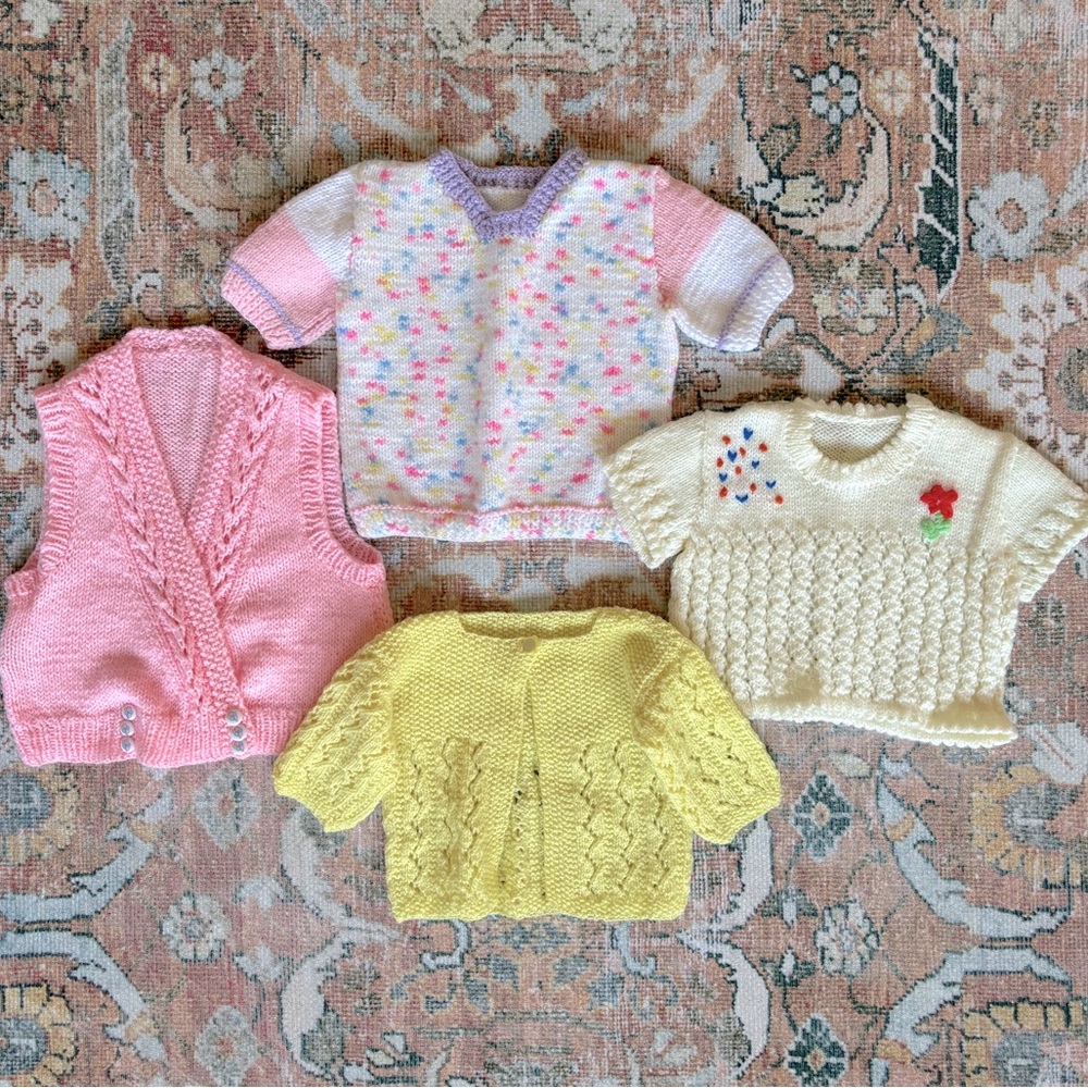 🌿👼 Vintage Handmade Knitted Baby Tops